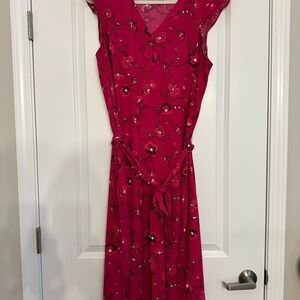 Ann Taylor Fuchsia Floral Midi Dress